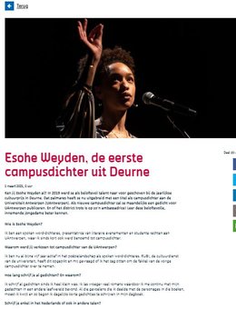 Esohe Weyden, de eerste campusdichter uit Deurne
