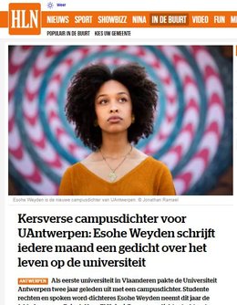 Kersverse campusdichter voor UAntwerpen: Esohe Weyden schrijft iedere maand een gedicht over het leven op de universiteit